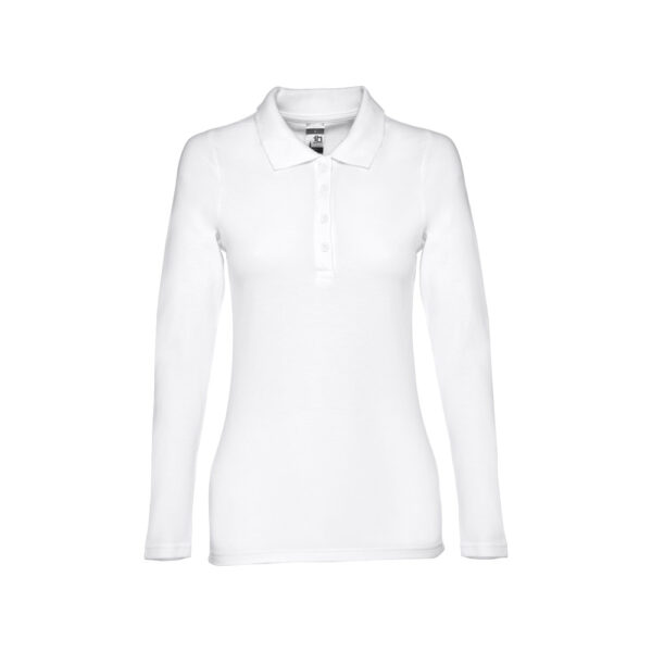 THC BERN WOMEN WH. Polo de manga comprida para senhora em algodão cardado