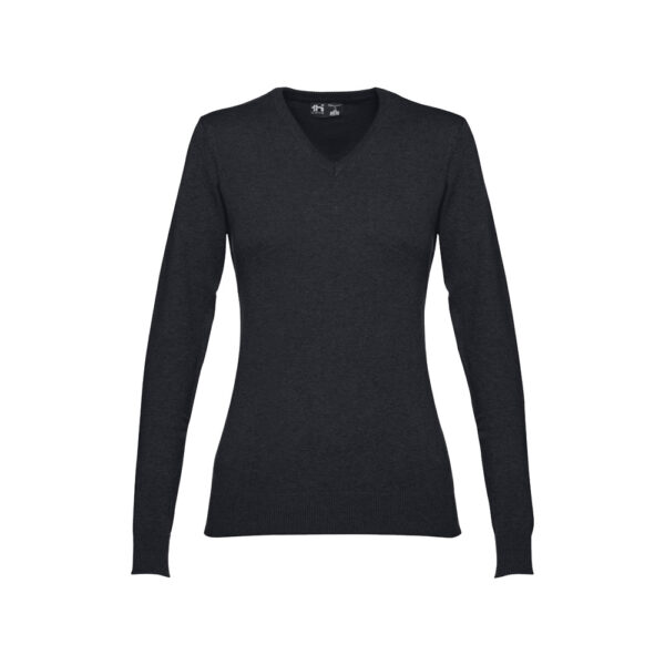 THC MILAN WOMEN. Pullover com decote em" V" para senhora em algodão e poliamida