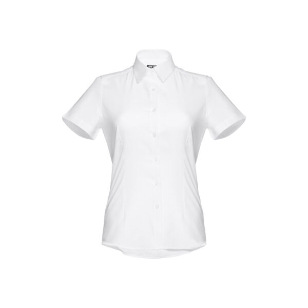 THC LONDON WOMEN WH. Camisa oxford de manga curta para senhora. Cor branca