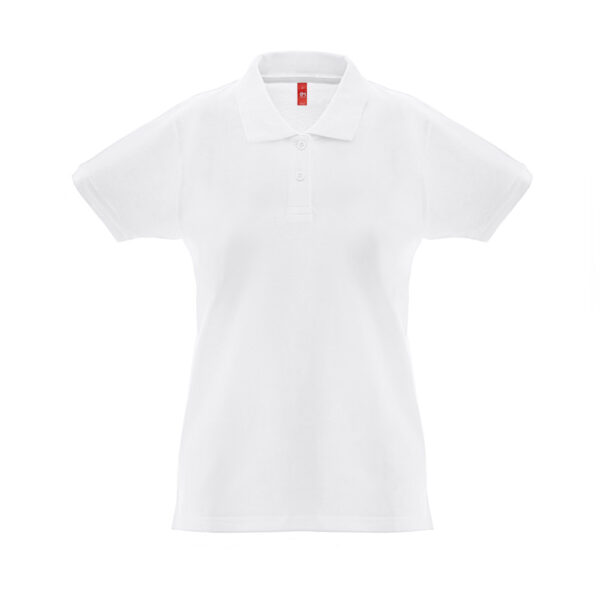 THC MONACO WOMEN WH. Polo de manga curta para mulher em algodão cardado
