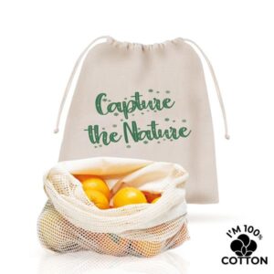 NetString Saco em rede com atilhos, 100% algodão