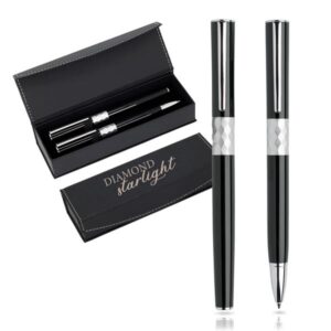 Crystal Conjunto de esferográfica e roller em metal, estojo de oferta