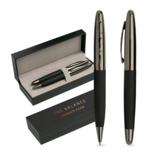 Meruset Conjunto de esferográfica e roller em aço inoxidável, estojo de oferta