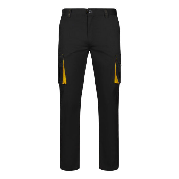 VL FIDES. Calças stretch bicolor multibolsos (240g/m²), em algodão (46%), EME (38%) e poliéster (16%)