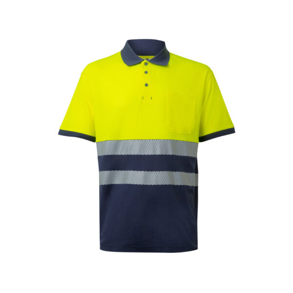 VL ACHELOUS. Polo bicolor piqué (150g/m²) de manga curta, em algodão (55%) e poliéster (45%)