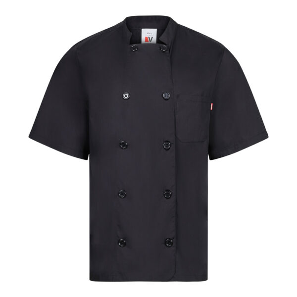 VL DURGA. Jaleca de cozinha de popelina (110g/m²) de manga curta, em algodão (35%) e poliéster (65%)