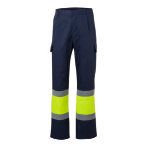 VL ARTEMIS. Calças bicolor, em sarja (190g/m²), em algodão (20%) e poliéster (80%)