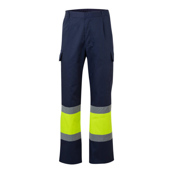 VL ARTEMIS. Calças bicolor, em sarja (190g/m²), em algodão (20%) e poliéster (80%)