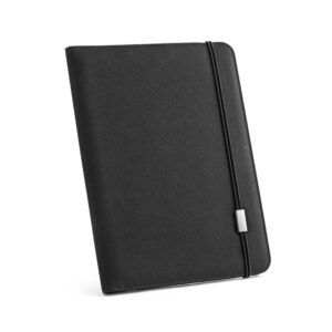 EMERGE FOLDER II. Pasta A4 em poliéster reciclado (100% rPET) 300D com elástico para fecho