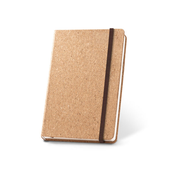 HAWKINS A5. Bloco de notas A5 em cortiça com páginas lisas em material certificado FSC™ e outros materiais controlados