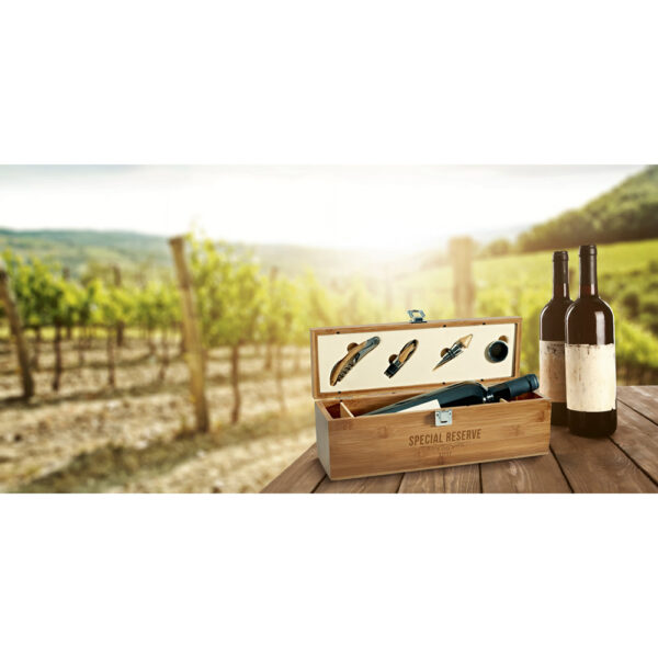 SYRAH. Conjunto para vinho em bambu, zinco e aço inoxidável - Image 3