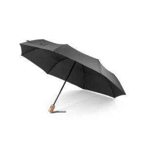 RIVER. Guarda-chuva em poliéster reciclado (100% rPET) 190T pongee dobrável com abertura e fecho automáticos