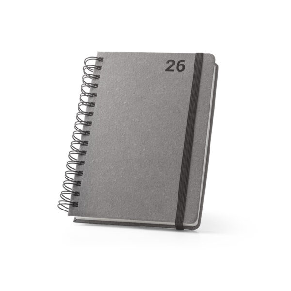 SIMMEL A5. Agenda A5, com argolas, em pele (58% reciclada)