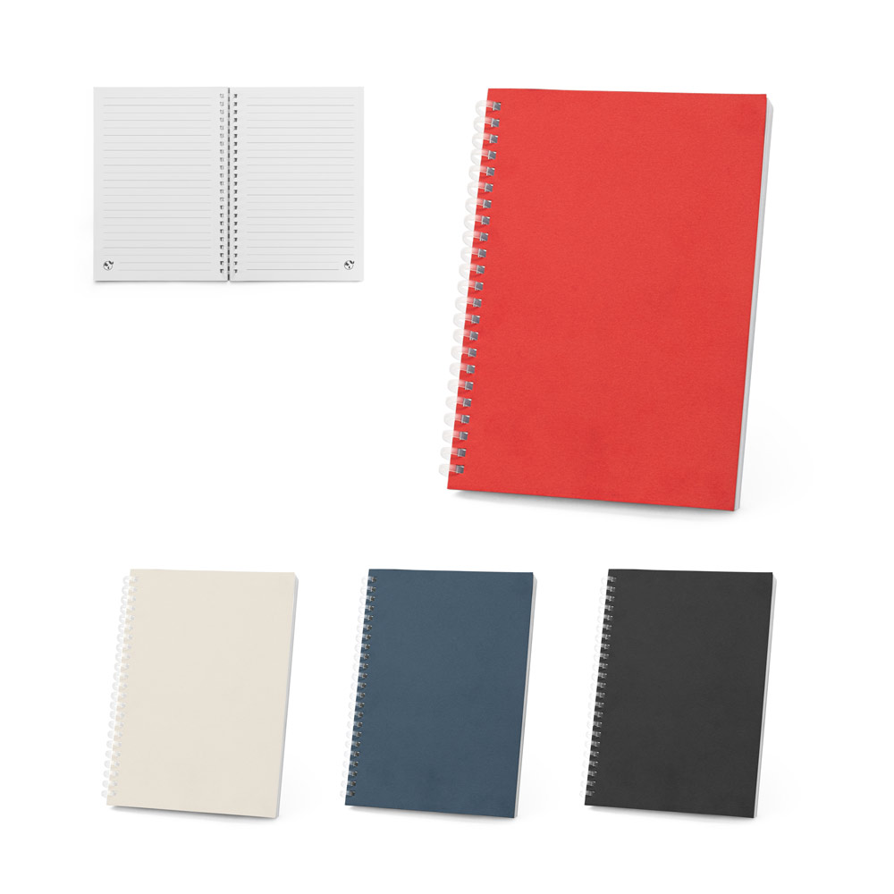 SCHILLER. Bloco de notas A5 com capa flexível, feito de papel 100% reciclado
