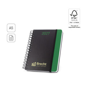 BRECHT A5. Agenda A5 em papel 100% reciclado e acabamento mate