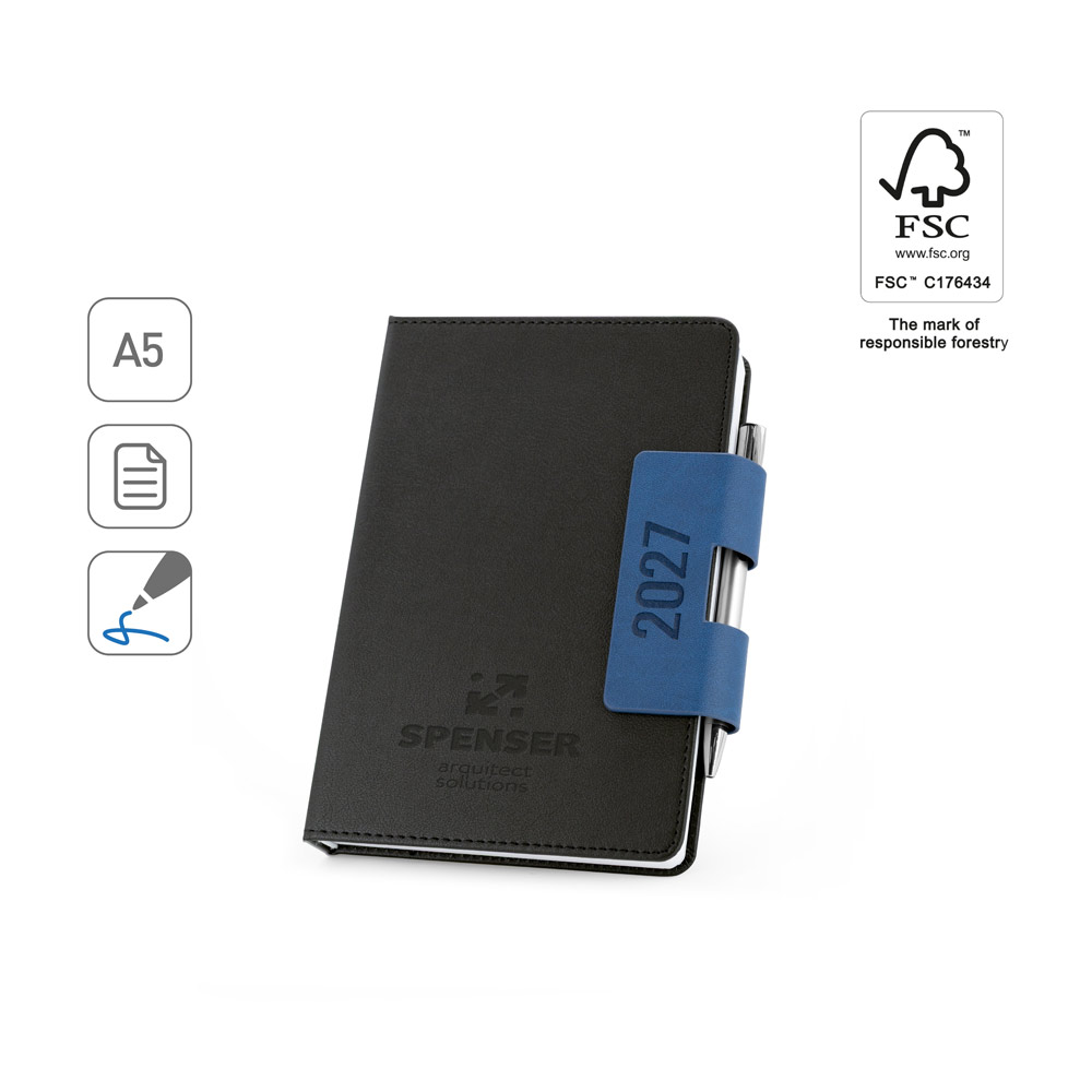 SPENSER A5. Agenda A5 com capa rígida em PU