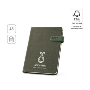 ANDRESEN A5. Agenda A5 em poliéster reciclado (100% rPET)