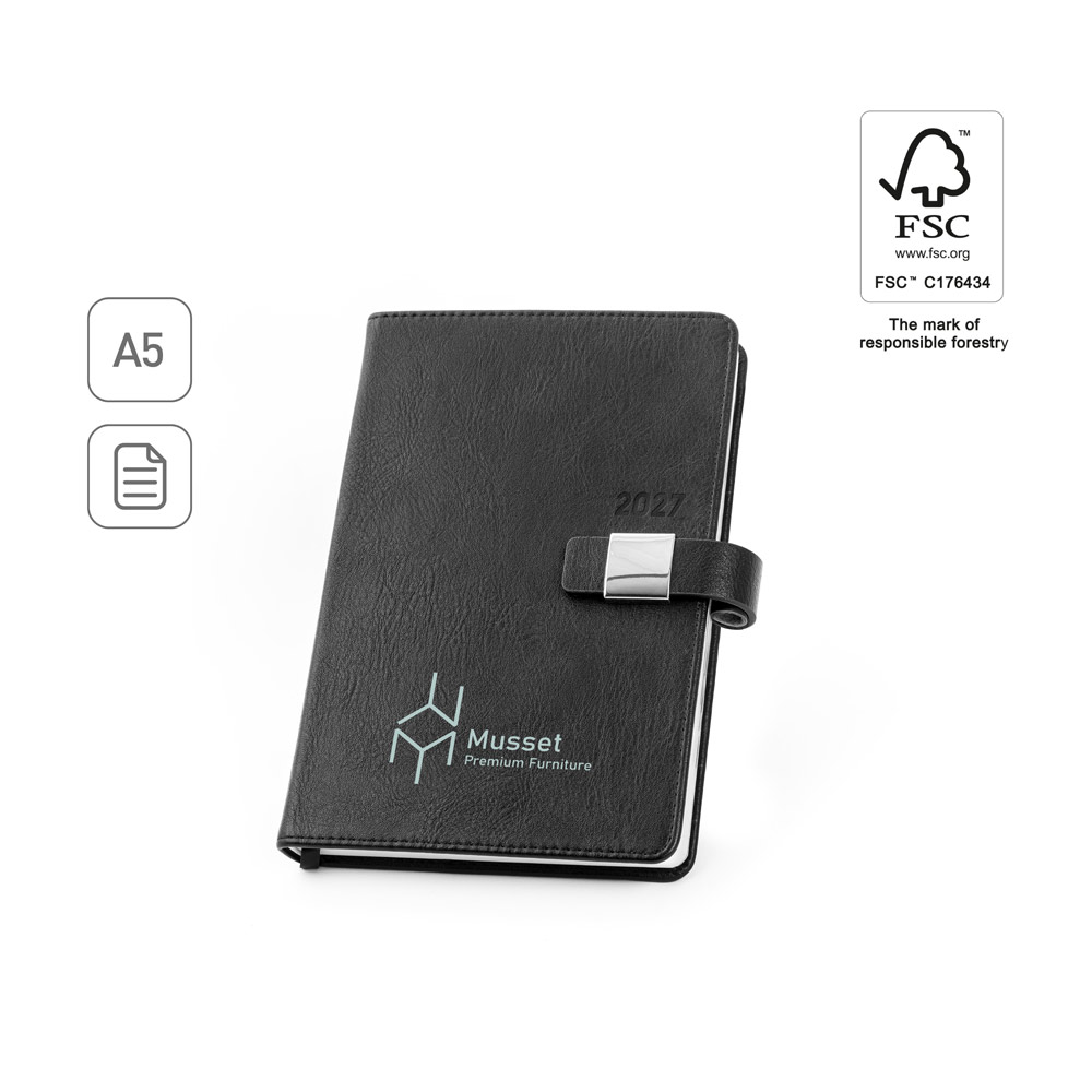 MUSSET A5. Agenda A5 em PU (58% reciclado)